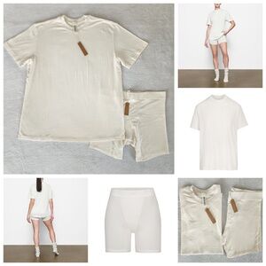 SKIMS PJ set S (boyfriend t shirt and boyfriend boxer -- Marble color)